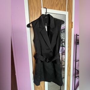 Express satin vest style mini dress with belt